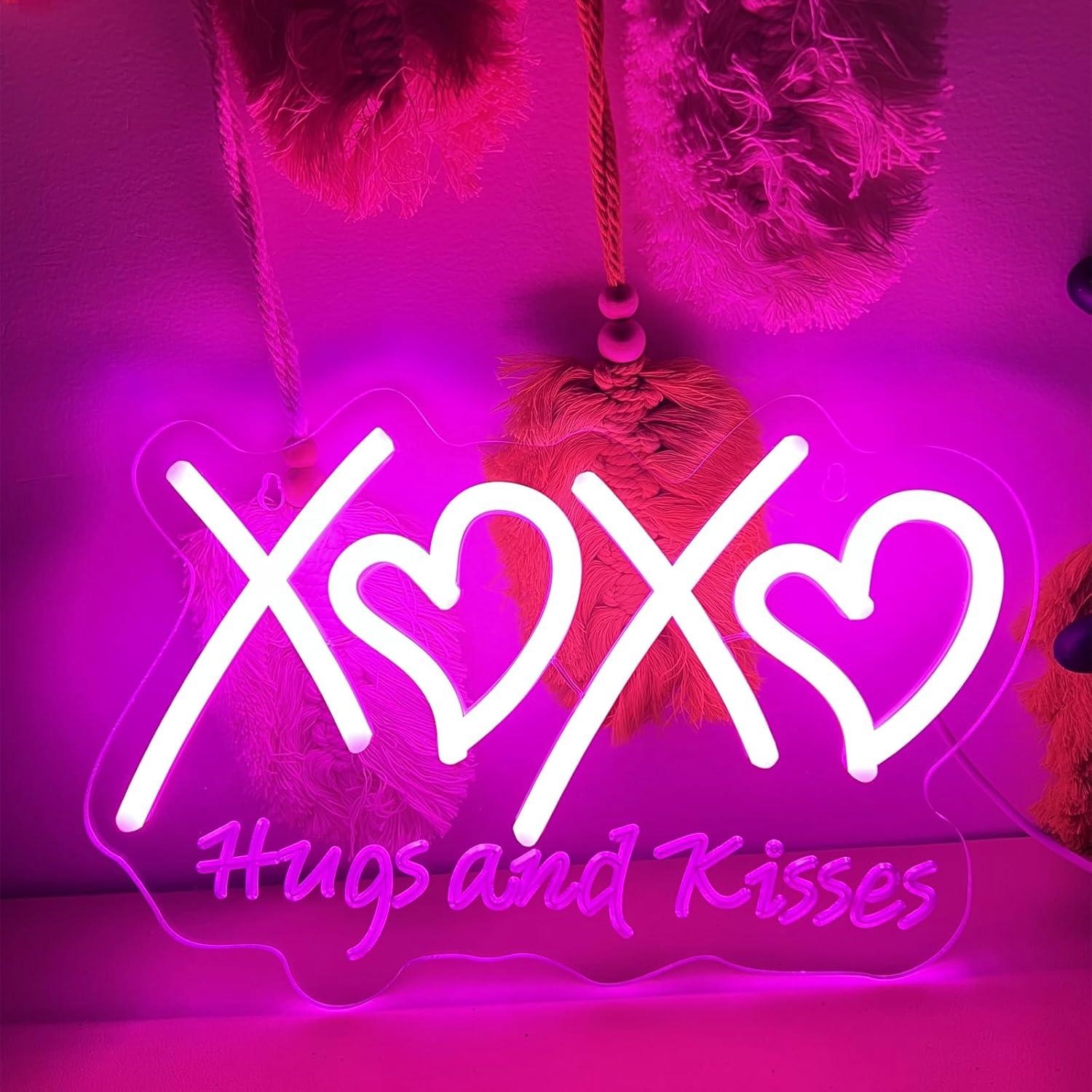 Neon Sign Party - XOXO 네온사인, 포옹과 키스를 표현한 디자인,