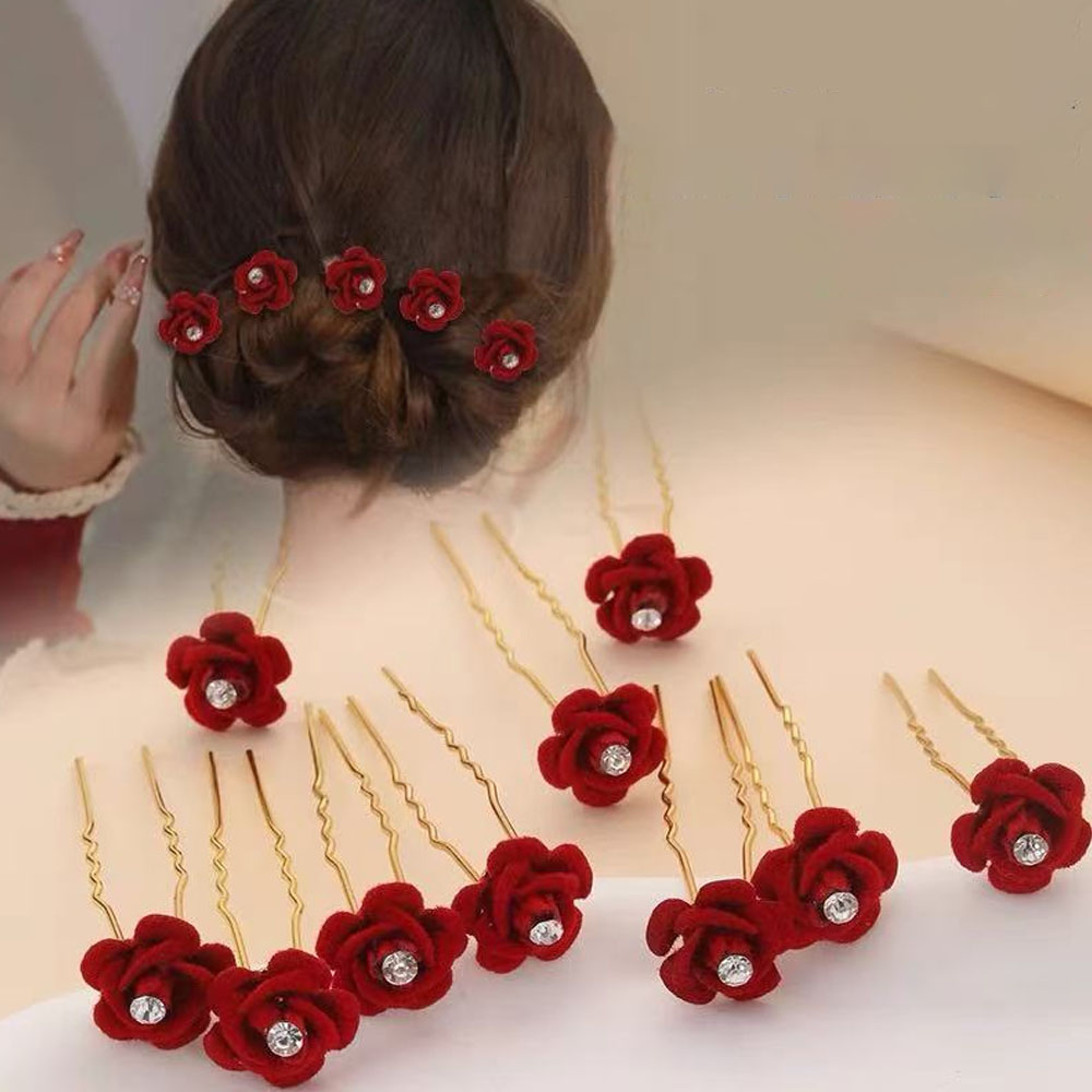 Event Suppliers - 10Pcs 로즈 헤어 액세서리 웨딩 신부