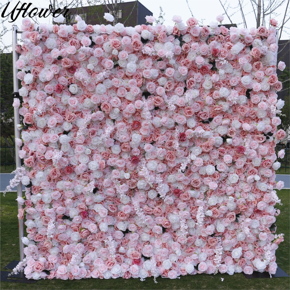 Flower Wall Panel - 유플라워 5D 핑크 화이트 로즈 천