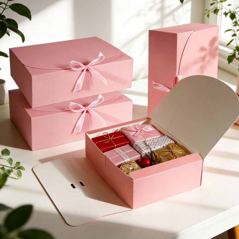 Event Party Box - 세련된 분홍색 플립 커버 선물 상자