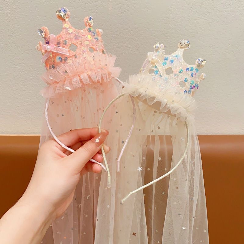 공주 크라운 베일 머리띠 반짝이는 튤 헤어 액세서리 핑 - Glitter Tablecloth 리뷰 및 가격