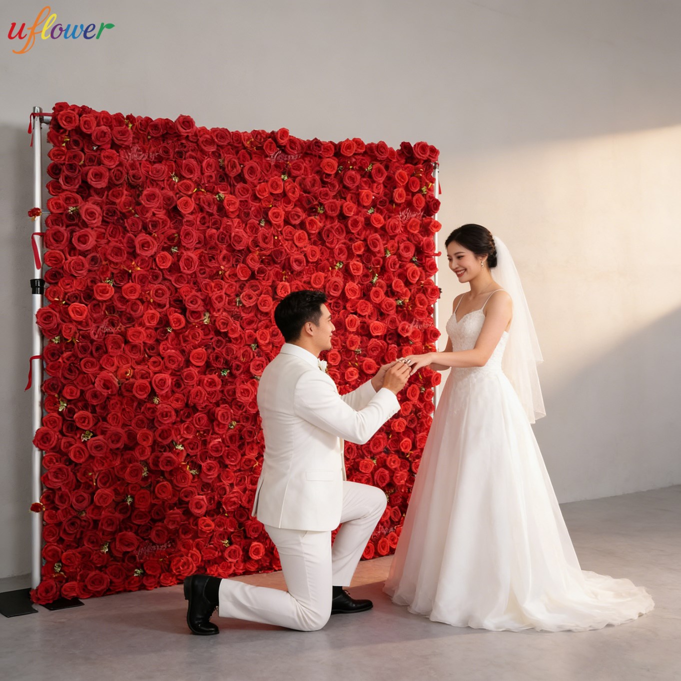 Uflower 레드 로즈 인조 꽃벽 버건디 패브릭 롤업 - Flower Wall Panel 리뷰 및 가격