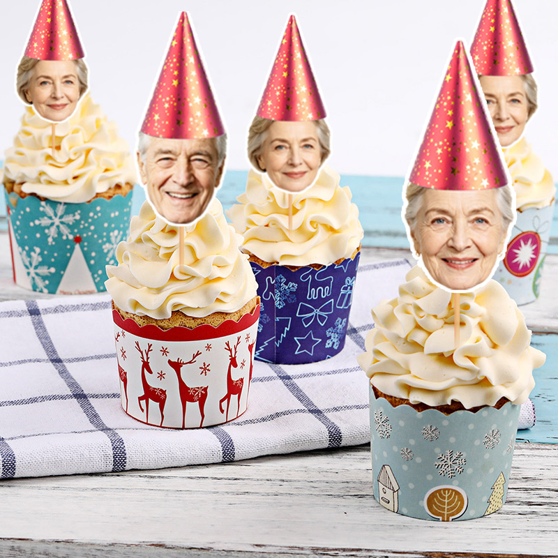 12개/24개 세트, 맞춤형 사진이 들어간 컵케이크 장 - Party Hat Cone 리뷰 및 가격