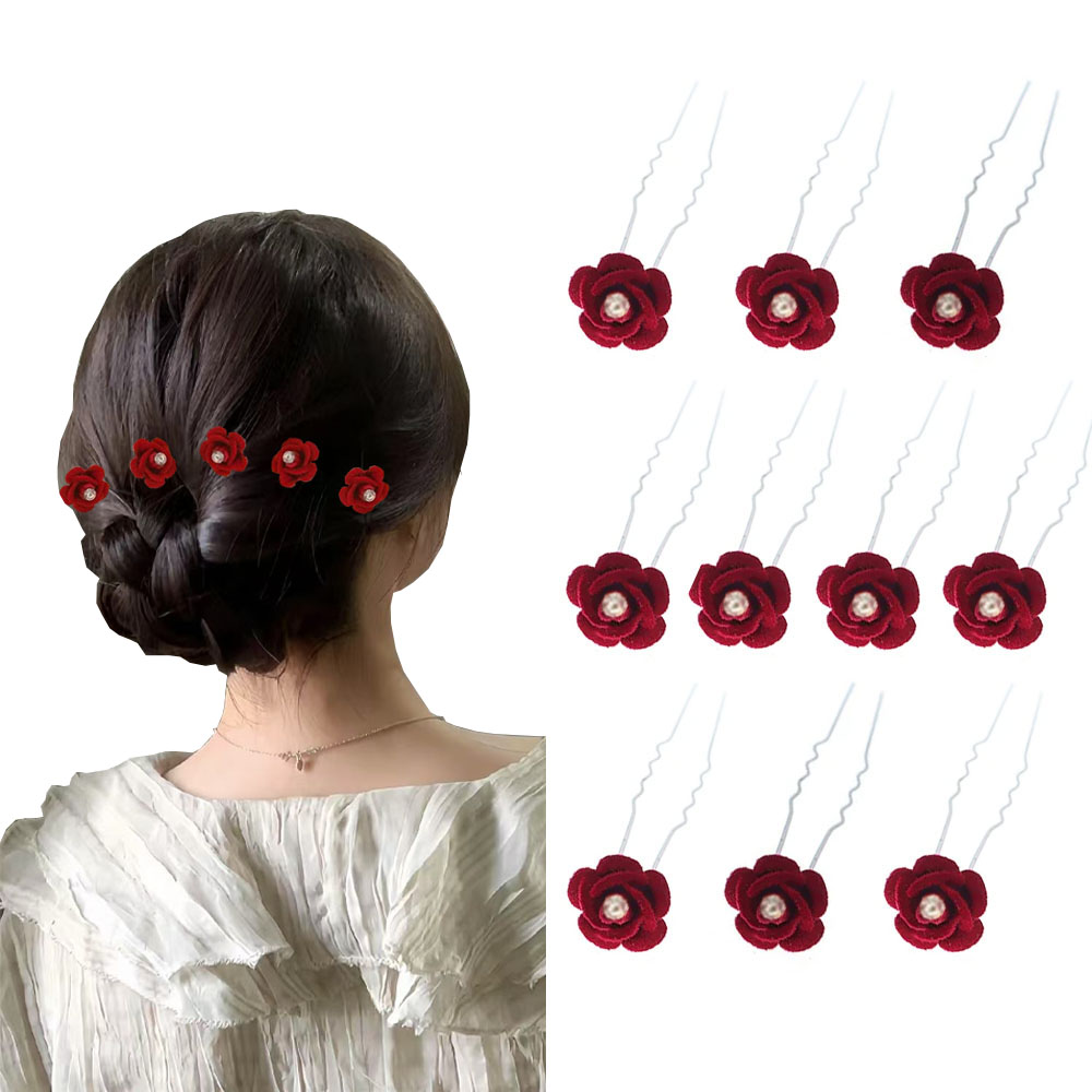 10Pcs 로즈 헤어 액세서리 웨딩 신부 머리핀 꽃 헤 - Event Suppliers 리뷰 및 가격