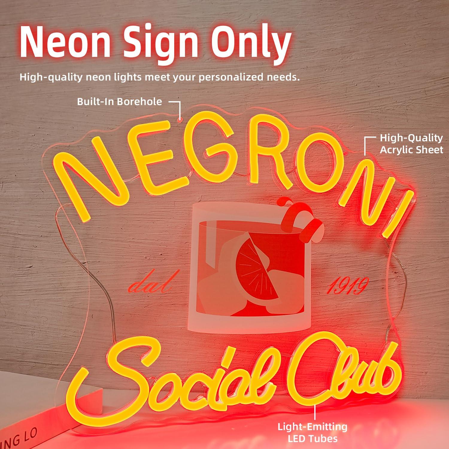 네그로니 소셜 클럽 네온사인, 벽 장식용 LED 조명, - Neon Sign Party 리뷰 및 가격