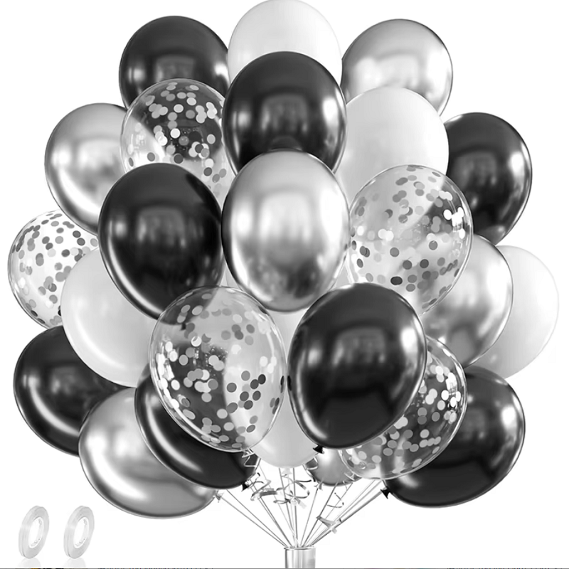 42개 실버 블랙 화이트 컨페티 라텍스 풍선 생일 파티 - Balloon Pump Hand 리뷰 및 가격