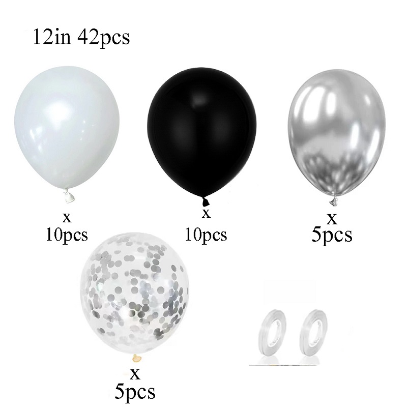 42개 실버 블랙 화이트 컨페티 라텍스 풍선 생일 파티 - Balloon Pump Hand 리뷰 및 가격